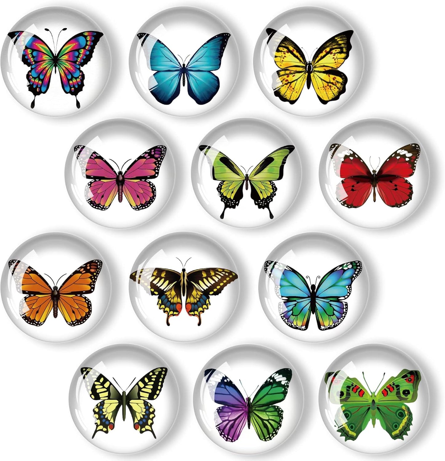12Pcs Glass Strong Refrigerator Magnet Fridge Sticker,Butterfly Crystal Fridge Magnets Decoration for Crafts,Strong Fridge Magnets for Kitchen, School,Office Whiteboard, Cabinet and Dishwasher