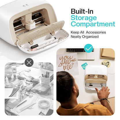 Vinyl Cutter Machine S501 - Smart Compact Sticker Maker for Vinyl & Paper Crafts, Portable Plotter DIY Cutting Machine for Sticker Joy Craft & Party Supplies, Wedding Decor, Beige
