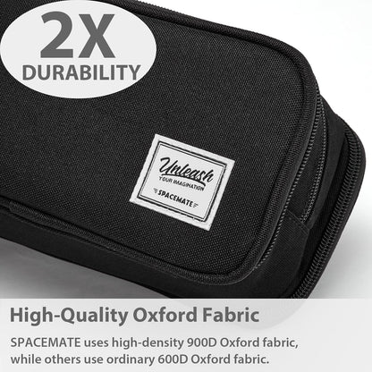 Pencil Case Pouch Box Bag School Supplies Girls Boys Kids, Cute Preppy Stuff Big Capacity Aesthetic Pen Organizer, Back to College Stationary, Black, Extra Large Style, 2300ml