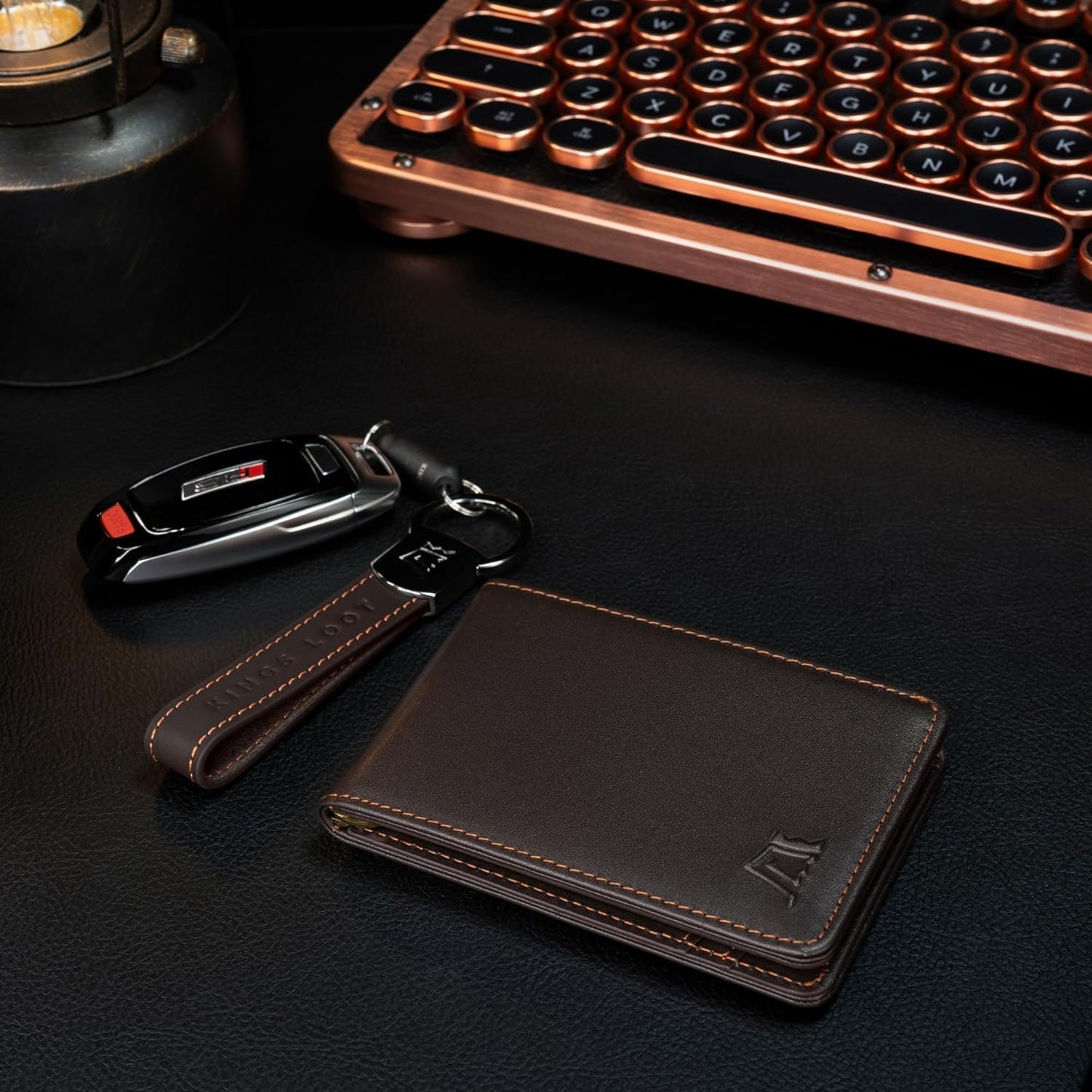 Kings Loot Wallet for Men | Minimalist Slim RFID Blocking Leather Design with Cash Pocket & Card Pull Strap | Holds 1-15 Cards | Stylish & Durable Wallets (Umber)