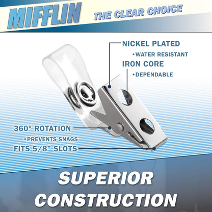 Mifflin-USA Vertical Plastic Card Holder with Metal Clip and Vinyl Straps (Clear, 2.25x3.5 Inch, 100 Pack), Waterproof PVC ID Name Badge Holder with Clip