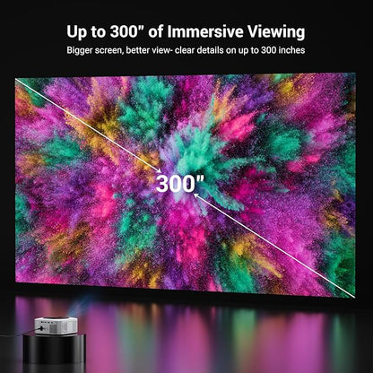 Smart 4K Decoding Projector Compatible with Netflix, 1500 ANSI Projector with WiFi and Bluetooth, Outdoor Movie Projector, Auto Focus, Dolby Sound, Built-in Apps,Portable Home Theater for Phone/PC/PS5