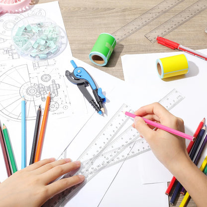 Zonon 50 Pcs 6 Inch/12 Inch Plastic Rulers Bulk Flexible Straight Rulers with Inches Centimeters First Day of School Gift Students Back to School Office Home Supplies(Clear,12 Inch)