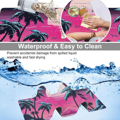 Desk Mat, Tropical Sunset and Palm Trees Extended Large Gaming Mouse Pad for Desk XXL, Non-Slip Rubber Base Stitched Edges Long Computer Keyboard Desk Pad Mouse Mat for Home Office Gaming 35.4"X15.7"