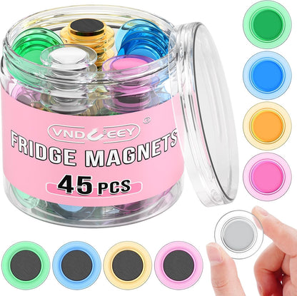 VNDUEEY 45 Pcs Whiteboard Magnets, Round Fridge Magnets Refrigerator Magnet, Mini Magnet Teacher Supplies for School, Home, Office, Dry Board (Assorted Color, 3cm/1.18 inch)