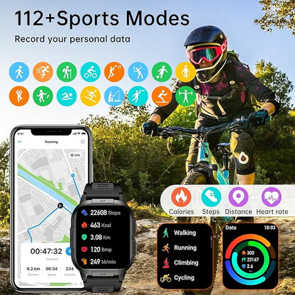 Smart Watch for Men Fitness Tracker: Waterproof Military Digital Mens Watches Running Make Answer Call Smartwatch Android Phone iPhone Samsung Compatible Sleep SpO2 Heart Rate Monitor Step Pedometer