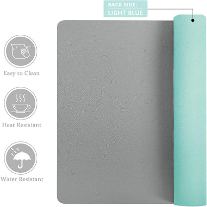 Desk Mat Large Protector Pad - Multifunctional Dual-Sided Office Desk Pad,Smooth Surface Soft Mouse Pad, Waterproof Desk Mat for Desktop, Pu Leather Desk Cover for Office/Home(Grey, 36" x 17")