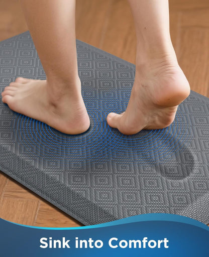 Ophanie Kitchen Mats for Floor, 3/4 Inch Thick Kitchen Rugs, Anti Fatigue Standing Cushioned Mat, Waterproof,Comfort Ergonomic Mat for Office, Home, Sink, 24'' x 70'' Grey Non-Slip Bottom
