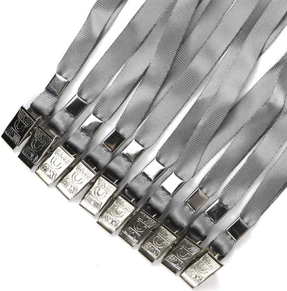 Beebel Gray Lanyards 100 Pack Nylon Flat Badge Lanyard for Id Badge Name Tag (Gray, 100 Pack)