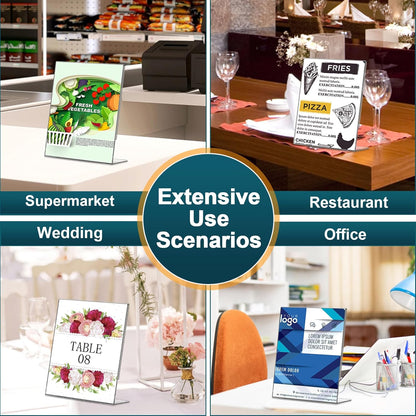 Acrylic Sign Holder 4x6, 22 Pack Clear Plastic Table Paper Display Stand, L-Shape Vertical Menu Holder Stand, Clear Picture Photo Flyer Display Stand for Restaurants, Store Show, Office Desktop
