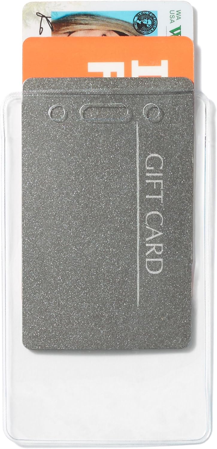 Amazon Basics ID Badge Holders, Vertical Clear Plastic 2.55" x 4.41", Pack of 50