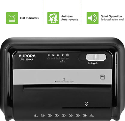 Aurora AU1260XA Anti-Jam 12-Sheet Crosscut Paper and CD/Credit Card Shredder