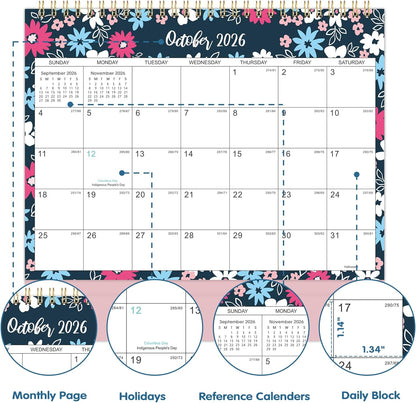 2026 Desk Calendar - Jan. 2026 – Dec. 2026, Standing Flip Calendar 2026, 12 Months Desktop Calendar, 10" x 8.3", Thick Paper, Strong Binding, Stand Up, with Memo Pages ＆ Blank Blocks