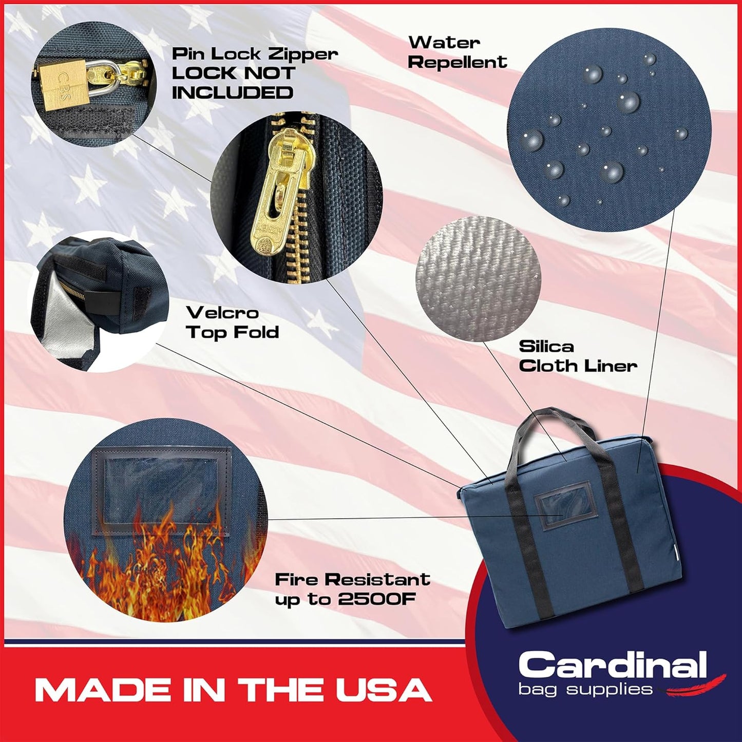 Fire Resistant and Water Repellent Briefcase Document Bag, 18 x 14 x 4 Inch