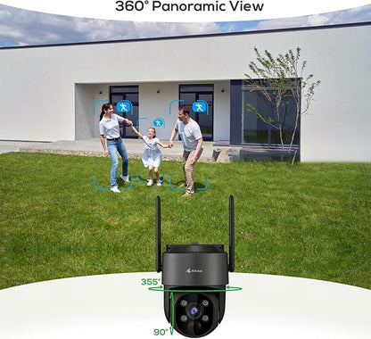Kittyhok Solar Powered Security Camera System | 4pcs Bullet Solar Camera, 4pcs PT Solar Security Camera Outdoor, Solar Power, Human Detection, Spotlight, 10CH NVR, Local Storage, No Monthly Fees