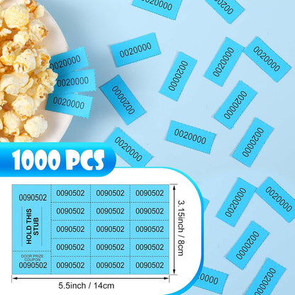 Kosiz 1000 Sheets 15 Bid Raffle Ticket Sheets Chinese Auction Tickets Numbers for Basket Events and Silent Auctions (Lake Blue)