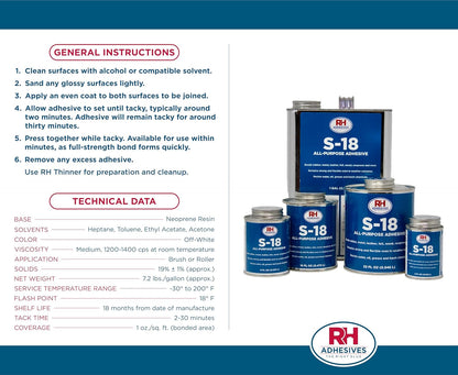 S-18 All-Purpose Adhesive, 32 oz. can - RH Adhesives