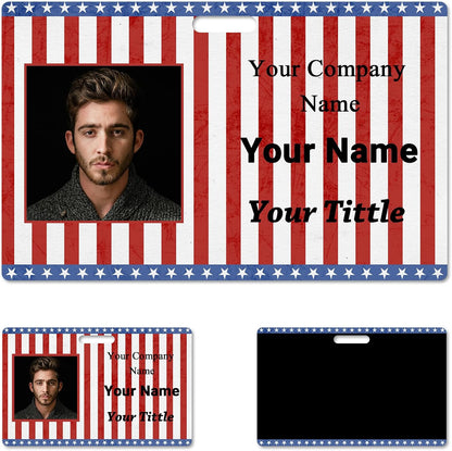 Custom Id Badge Custom Id Card Identification Badges Customizable Personalized Name Badge Customize Name Tag Photo Logo Employee Work Office Volunteer Customized Personal (Horizontal-5)