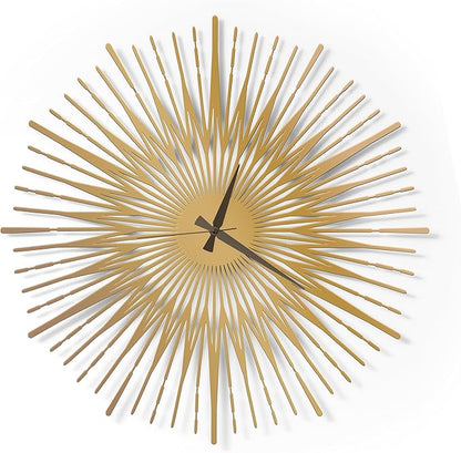 Sun Rays Wall Clock, Large Metal Decorative Wall Clock, Modern Minimalist Wall Decor (Gold, Small)
