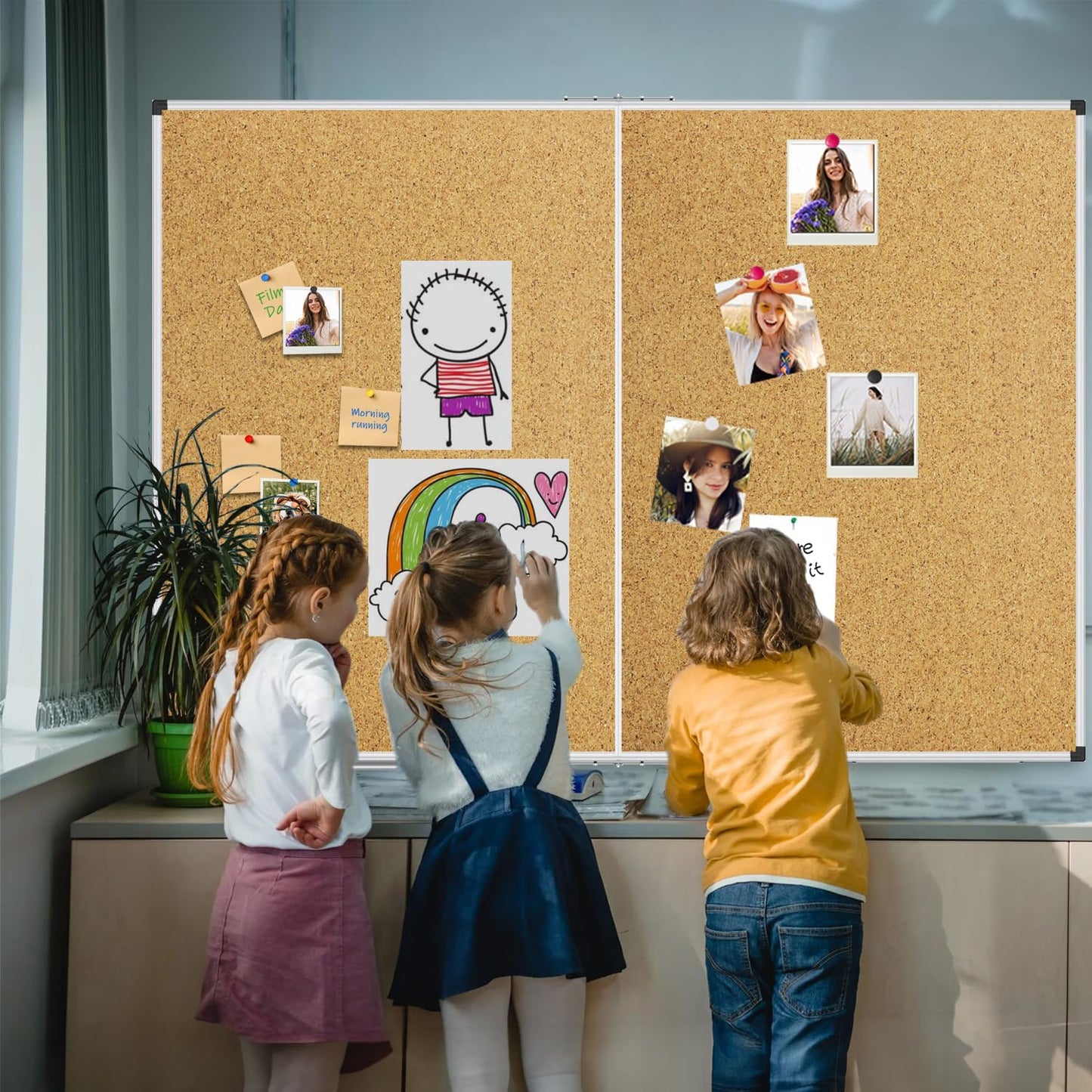 XBoard Large Cork Bulletin Board 60 x 48 Inch, Push Pin Corkboard with Aluminum Frame, 5' x 4' Message Notice Board for School, Home & Office Wall Display and Organization