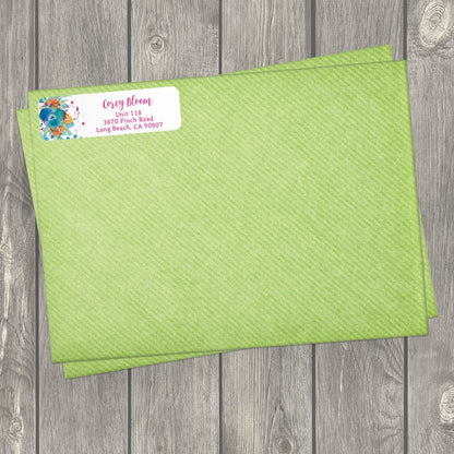 Bright Watercolor Floral Rolled Address Labels / 5 Vibrant Flower Bouquet Designs/Roll of 250 Personalized Address Labels/Designer Return Address Stickers in Elegant Plastic Dispenser