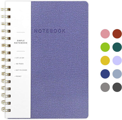Spiral Notebook-6.10" x 8.19" College Ruled Journal with Inner Pockets and 160 Pages,PU Leather Cover Business Journal, Twin-Wire Binding Notebook Perfect for Office & Home School Supplies