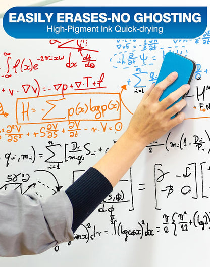 SFAIH Dry Erase Markers Chisel Tip with Magnetic Whiteboard Eraser, 36 Bulk Pack Black White Board Markers for Teachers & Students, Versatile Lines, 1s Quickly Dry, Perfect for Classroom and Office