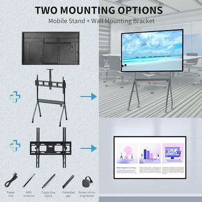 65" Touchscreen Monitor Smart Board, 4K Interactive Presentation Electronic Whiteboard with Android 11, Digital Signage Display for Office, Classroom,RAM 4GB+ ROM 32GB