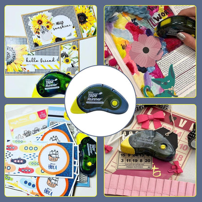 Tape Runner - Double Sided Adhesive with Dispenser Roller Included - Acid Free, Sticky, Clear & Transparent - Ideal for Scrapbooking, Crafts & More - Boomerang (417 inches per Cartridge), 20 Cartridge