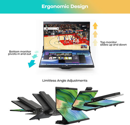 Mobile Pixels Geminos (2 x 24 inch) IPS Dual Stacked Computer Monitors with 65W USB-C Charging, 1080P Webcam&Speakers, All-Inclusive Workstation PC Monitor, USB-A/USB-C/HDMI, Ergo Design(2 Monitors)