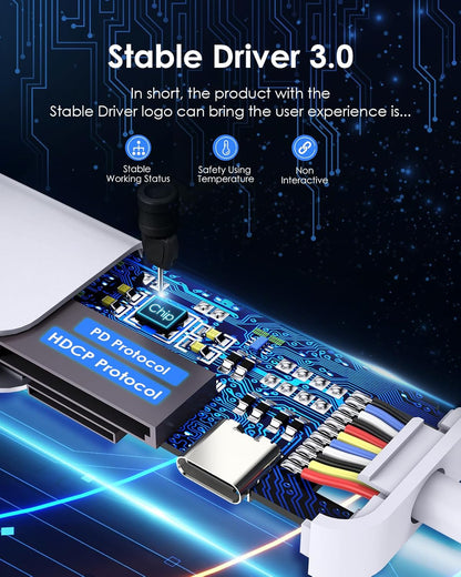 LENTION USB C Hub with 100W Charging, 4K HDMI, Dual Card Reader, USB 3.0 & 2.0 Compatible MacBook Pro, New Mac Air/Surface, Chromebook, More, Stable Driver Adapter (CB-CE18, Silver)