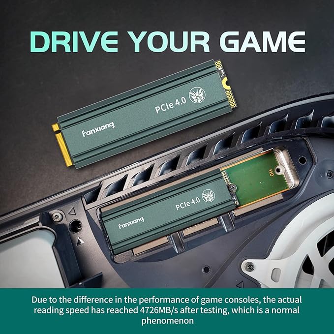 fanxiang S660 PCIe 4.0 2TB SSD for PS5 with Heatsink, Up to 5000MB/s, NVMe M.2 SSD Internal Gaming SSD NAND SLC Cache Suitable for PS5 Enthusiasts, Technology Enthusiasts, IT Professionals