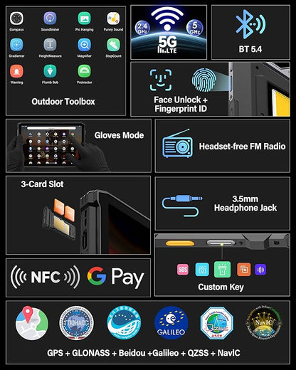 Ulefone Armor Pad 5 Pro 5G Rugged Tablet, Dimensity 7400X 32GB+512GB/2TB Expansion Android 15, 24200mAh(120W), 11" FHD+ Screen, IP68/69K, 64MP+64MP, 32MP, Dual LED Lights/Warning Lights, Widevine L1