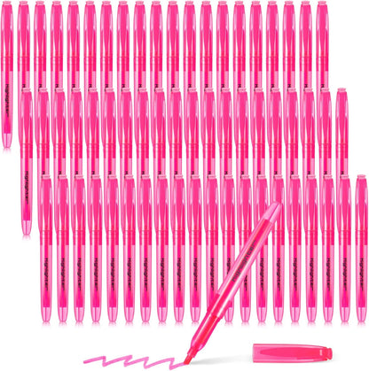 Fuutreo 60 Pack Pastel Highlighters Bulk Bright Color Highlighter Marker Chisel Tip Dry Quickly Safe Highlighter Pens Fluorescent Ink for Adults Home School Office(Pink)