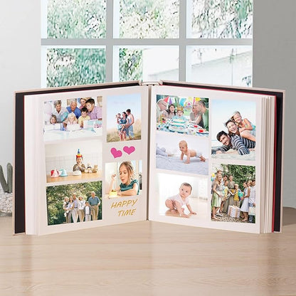 Large Photo Album Self Adhesive 4x6 5x7 3x5 8.5x11 Magnetic Scrapbook DIY Scrap Book Length 13 x Width 12.8 (Inches) 120 Sticky Pages Beige Linen Cover DIY Photo Album