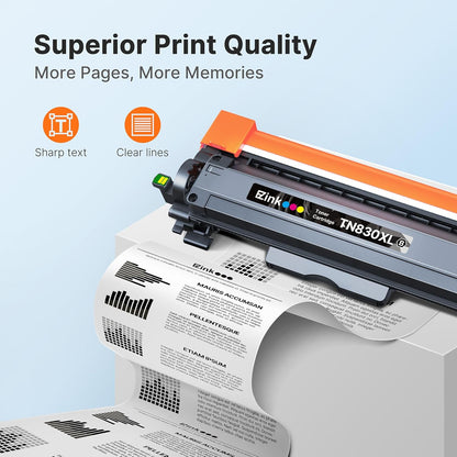 E-Z Ink Compatible Toner Cartridge Replacement for Brother TN830XL TN 830 TN830 Toner Cartridges for HL-L2460DW DCP-L2640DW HL-L2480DW HL-L2400D HL-L2405W MFC-L2820DW Printer (4 Black)