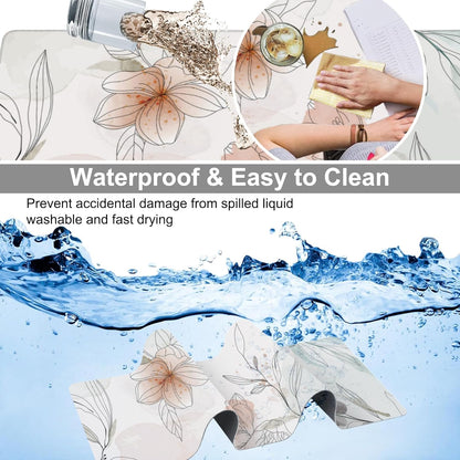 Desk Mat, Abstract Boho Flowers Extended Large Gaming Mouse Pad for Desk XXL, Non-Slip Rubber Base Stitched Edges Long Computer Keyboard Desk Pad Mouse Mat for Home Office Gaming 35.4"X15.7"