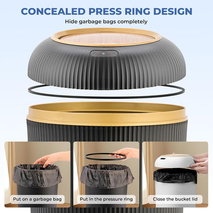 Pukomc Smart Sensor Wastebasket, Convenient and Hygienic Easy to Use, Technology Sensor Waterproof Wastebasket Plastic Trash can for Kitchen, Bathroom, Bedroom, Living Room, Office and Outdoor Black