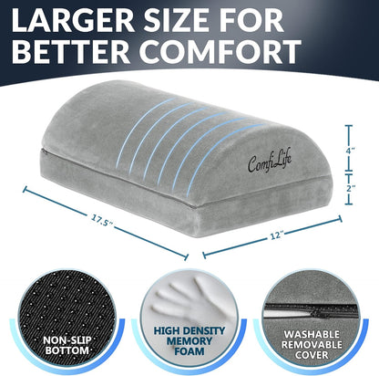 ComfiLife Foot Rest for Under Desk at Work – Adjustable Height Memory Foam Foot Stool for Under Desk, Office Chair & Gaming Chair – Ergonomic Footrest for Back & Hip Pain Relief (Gray)