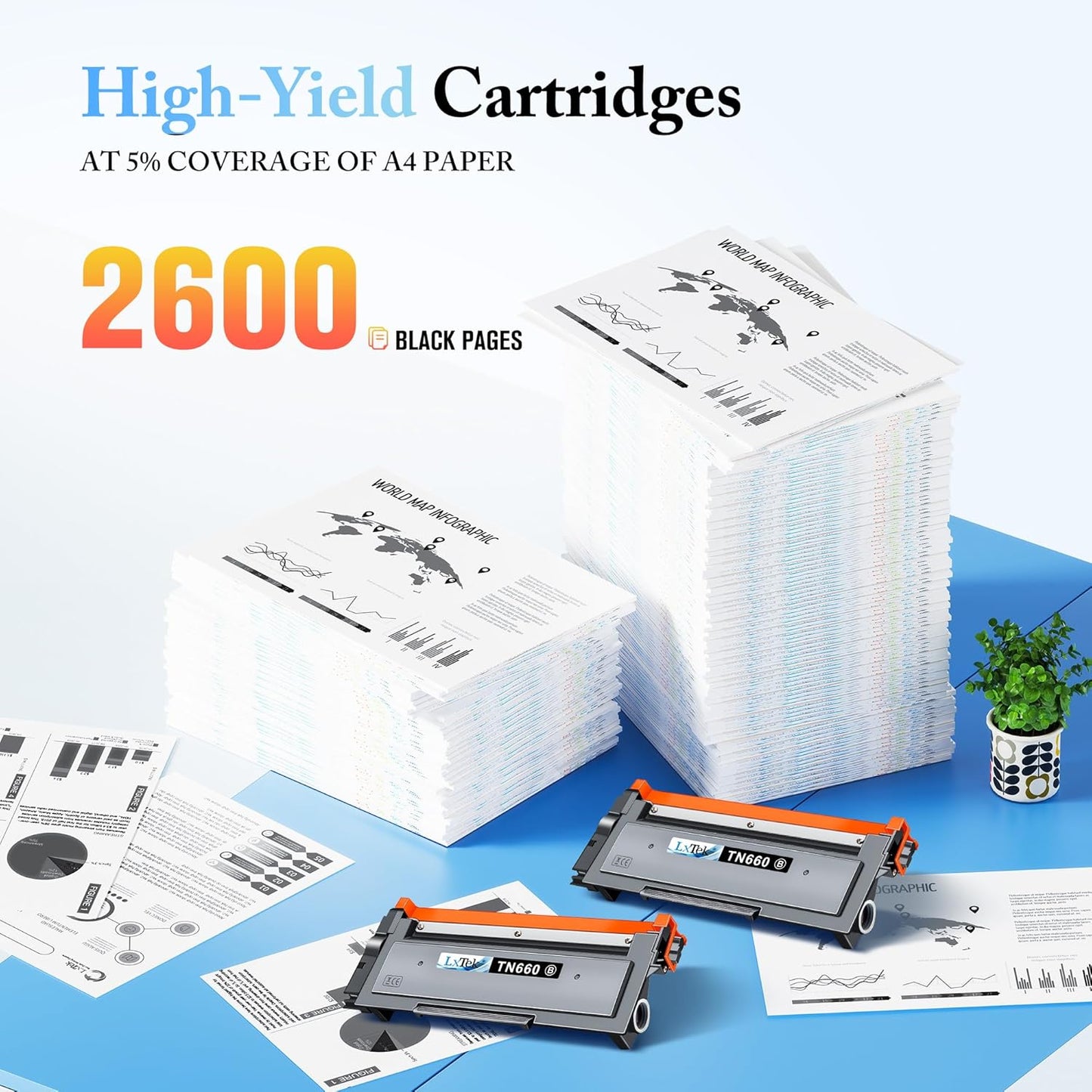 LxTek Compatible Toner Cartridge Replacement for Brother TN660 TN-660 TN630 TN-630 to use with HL-L2300D HL-L2380DW HL-L2340DW HL-L2320D MFC-L2740DW DCP-L2540DW Printer(4 Pack,Black), High Yield