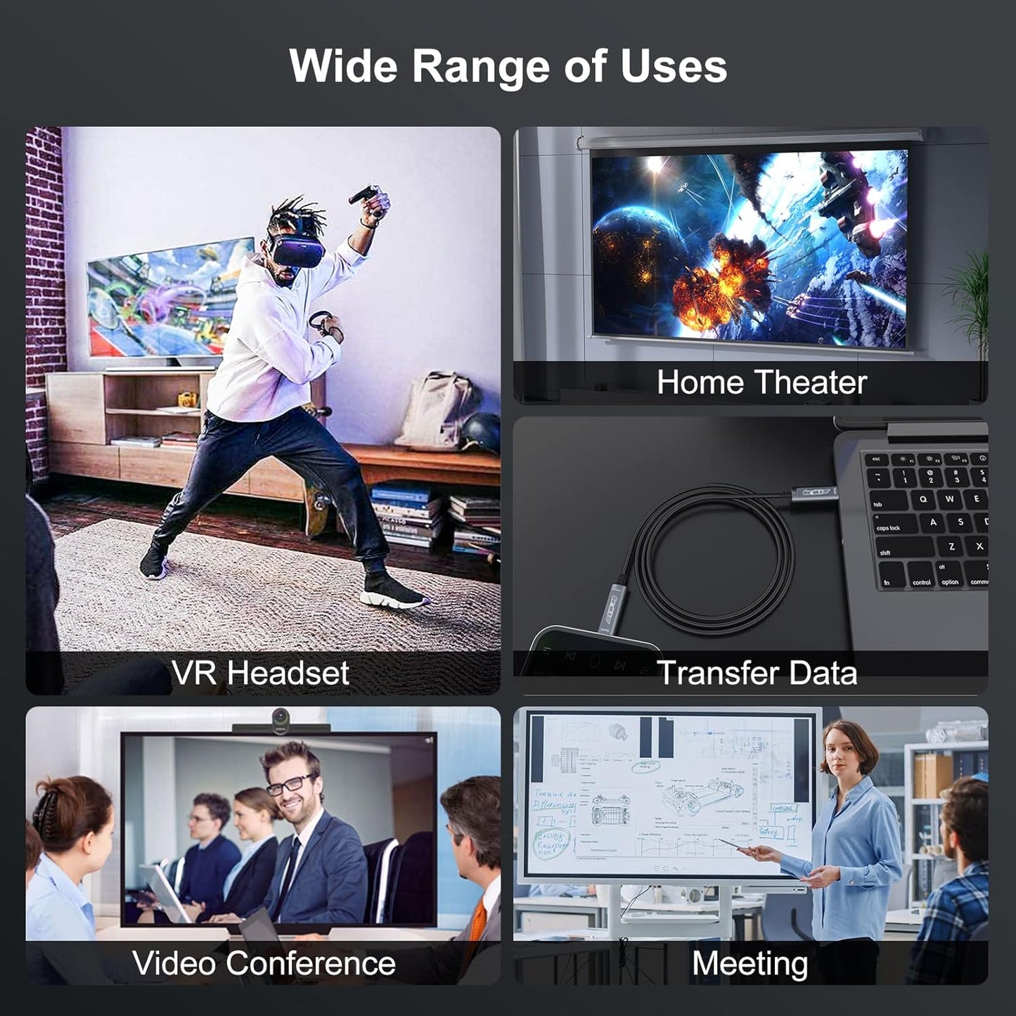 USB C to C Fiber Optic Extension Cable 50M/165FT, USB 3.2 10Gbps Long Distance Active Optical USB C GEN2 Cable for VR/AR, Quest2, Webcam, Camera, Mini PC and More - Grey