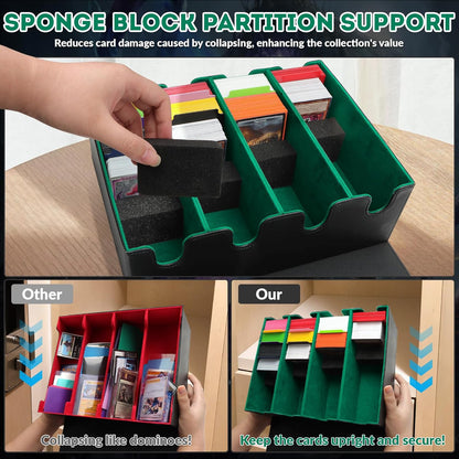 Card Storage Box - 2800+ Deck Case with PU Leather, Magnetic Closure, 10 Dividers & 4 Stoppers, Suitable for MTG, YuGiOh, Sports Cards