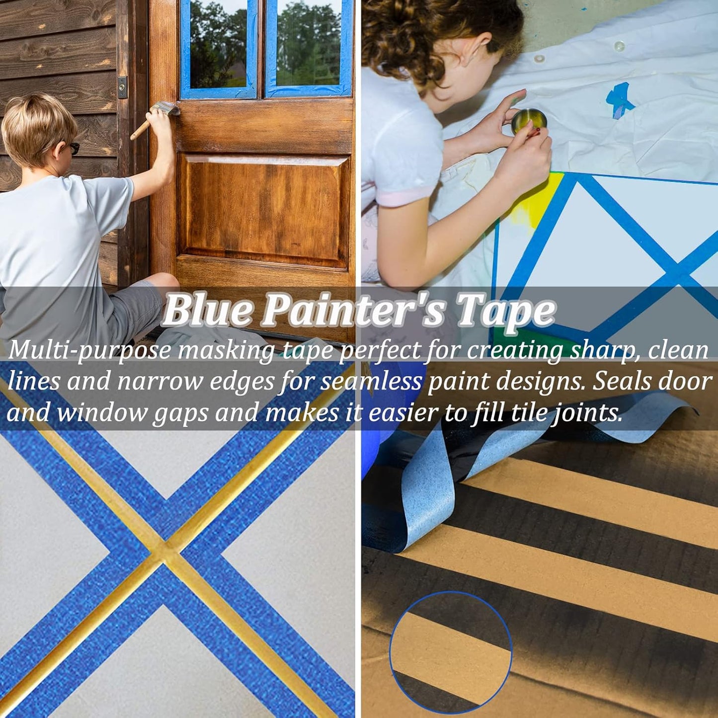 Painters Tape 2 Inch Wide, Masking Tape, Blue Tape, Professional Paint Paper Tape for Multi-Purpose, Artist Painting Tapes, DIY Crafts Arts, Protects Surfaces, Removes Easily, 5 Rolls, 1.88IN x 60.1YD