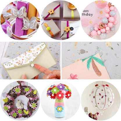 JUNEBRUSHS 350 Pieces Double Sided Sticky Dots, Sticky Tack for Wall Hanging Removable Poster Putty Clear Round Putty No Trace Adhesive Sticky Putty for Balloon Craft DIY Art Office Supplies (10 mm)