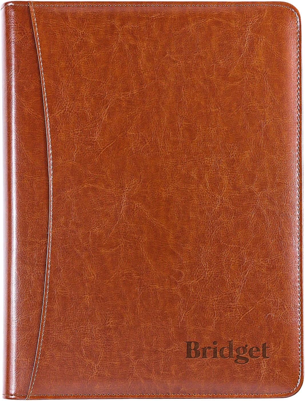 Personalized Portfolio Organizer for Coworkers, Customized Portfolio Planner, Men Leather Padfolio, Padfolio with Zip Closure, Gift for Employees, Gift for Men Husband Father Son Him, Father's Day Dad