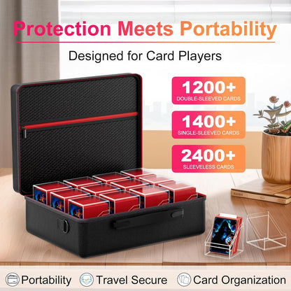 Card Deck Box with Portable Case, 12 Pack Clear Commander Deck Box with 12 Dividers, Holds 1200+ Double Sleeved Cards, Fit for MTG, YuGiOh, TCG