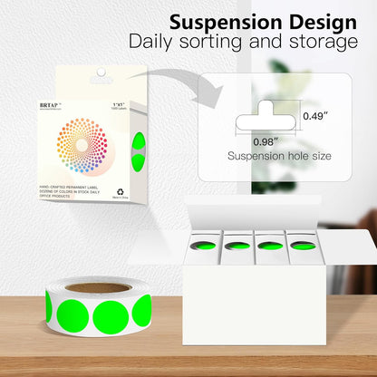 Fluorescent Green 1 Inch Round Color Coding Labels with 4000 Dots, 4 Rolls - Bright Color Dot Stickers for File Folders, Inventory System - Highly Visible