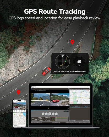 REDTIGER 4K STARVIS 2 Dash Cam Front and Rear, 5GHz WiFi 20MB/s Download, 128GB Card Included, Voice Control, Dash Camera for Cars with 3.18" Touch Screen, GPS, Loop Recording, Parking Mode(F7N Touch)
