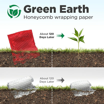 Honeycomb Packing Paper, 12"x200' Red | Perforated Honeycomb Packing Paper Recyclable Moving Supplies for Shipping & Moving | Plastic-Free Alternative to Bubble Cushion Wrap with 36 Fragile Stickers