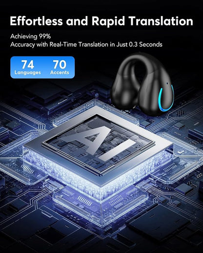 AI Translation Earbuds Real Time 146 Languages 60H Playtime Translator Ear Buds Audifonos Traductores Inglés Español Wireless Earphones Bluetooth Headphones for Travel Business Meeting